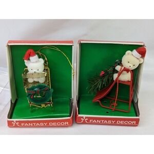 Fantasy Decor White Bear Gold Ornament Lot Highchair Slide #2